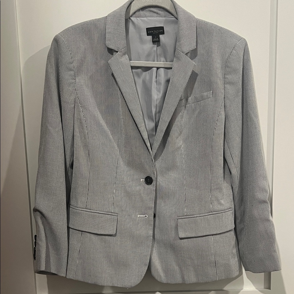 Ann Taylor Gray Pinstripe Blazer